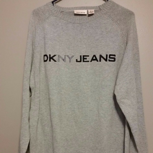 DKNY JEANS Men's Large Cotton Logo Sweater Gray - Picture 1 of 7
